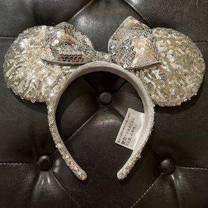 Silver Sequined Mickey Ears